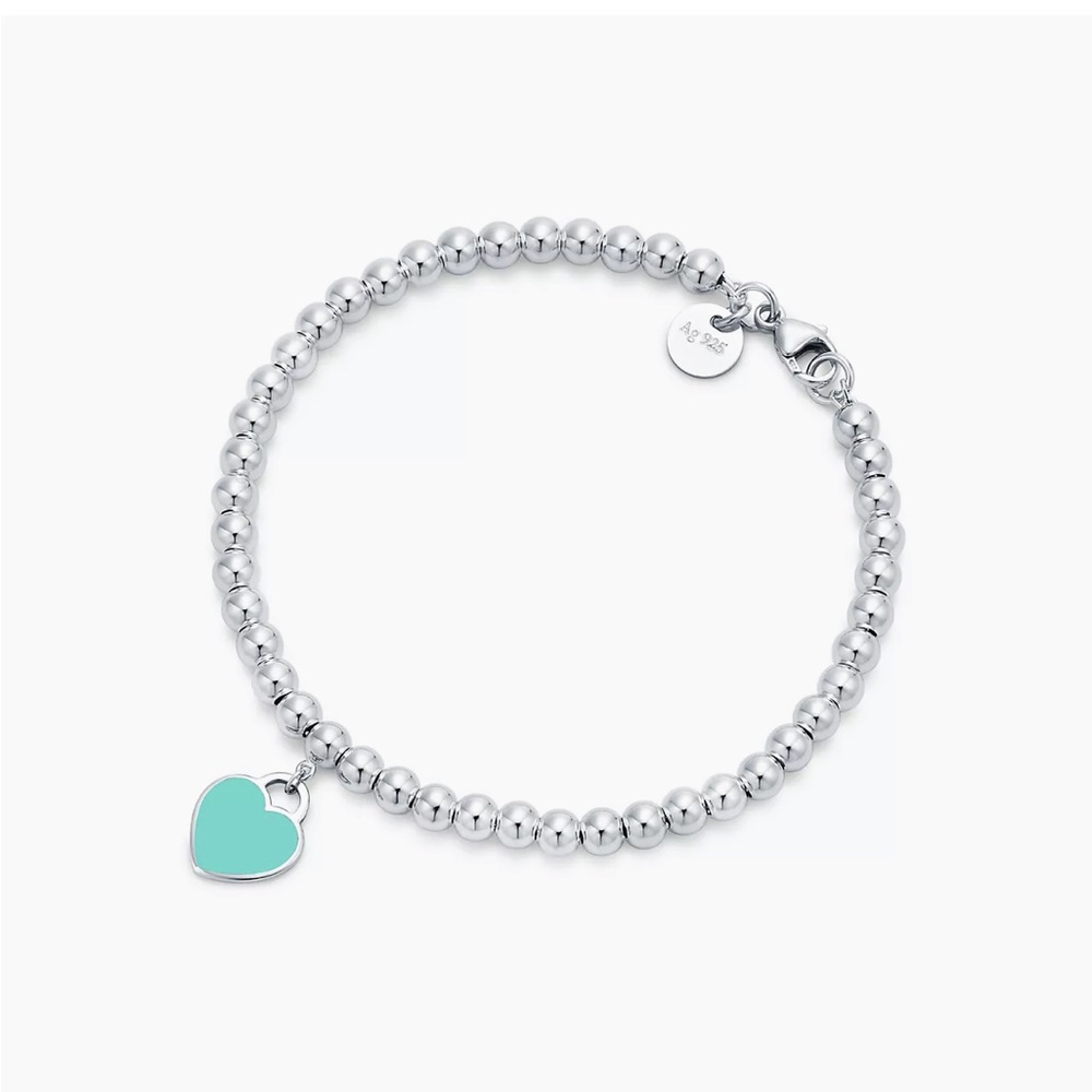 Tiffany Blue Heart Tag Bead Bracelet
in Silver, 4 mm
